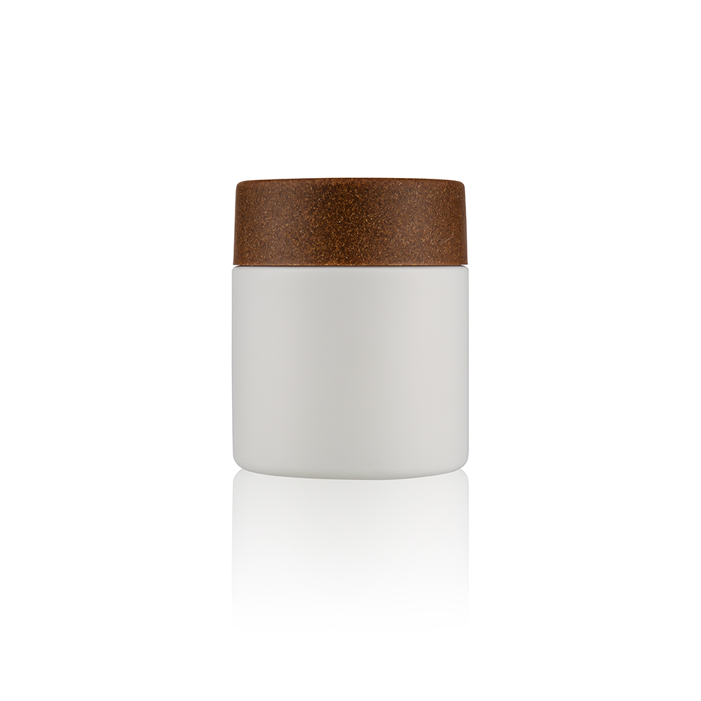 Gensyu White Soft Touch Canister With Cork Cap BPA Free Pills Capsule Bottle