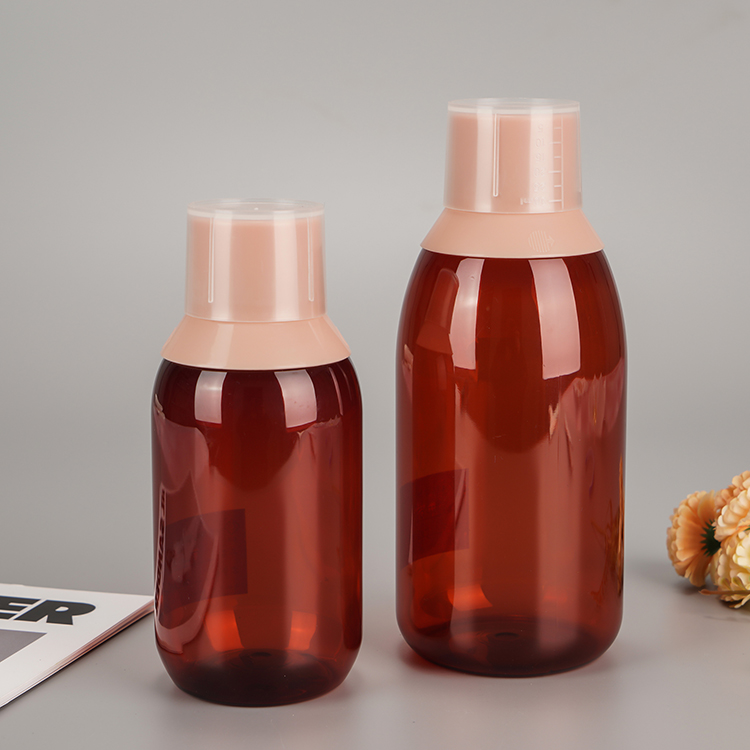 Plastic Liquid Medicine Bottles Container with Measuring Cup from China