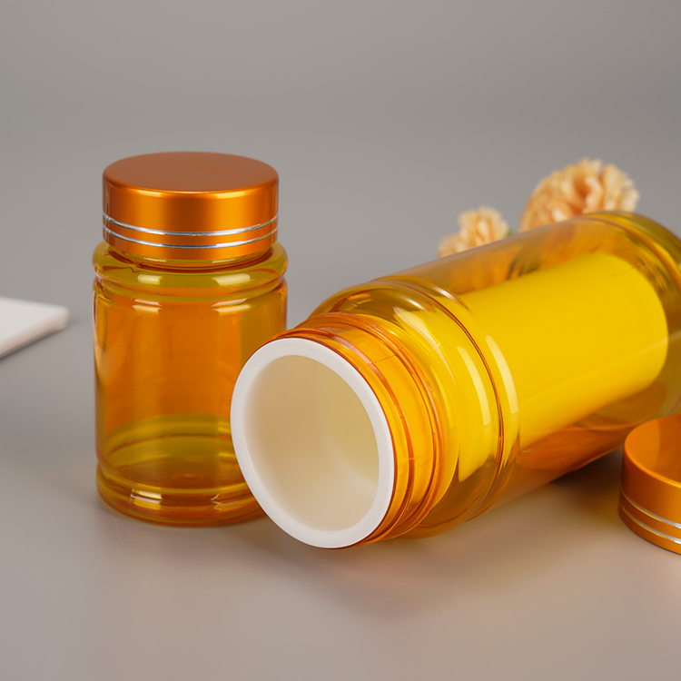 Clear Yellow Plastic Pill Tablet Medicine Bottles Jars