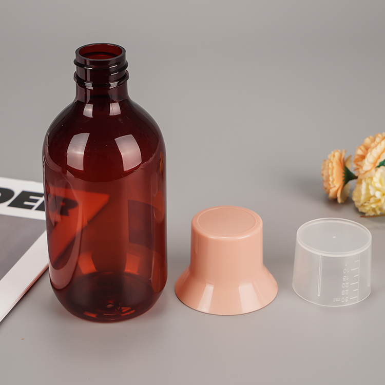  Plastic Liquid Medicine Bottles Container with Measuring Cup